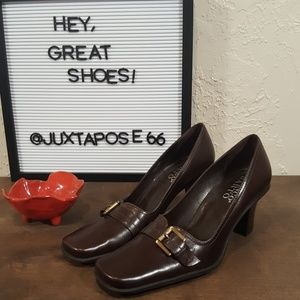 Franco Sarto Brown leather heels sz 10N